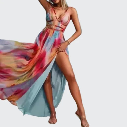 🍒Sleeveless long dress maxi summer clothing for women beach style vacation fashion female high waist outfit Beach Beauty