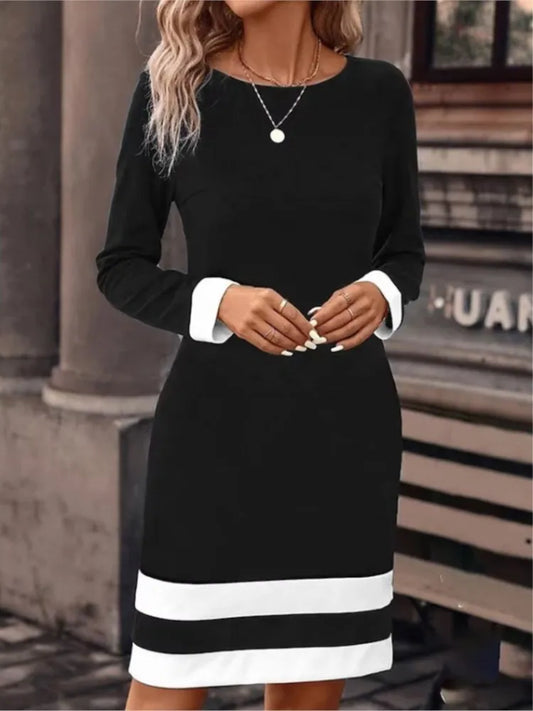 🍒Autumn winter fashion slim fitting long sleeve knitted dress women round neck outfit female smart casual clothes Cool Fashion Lines