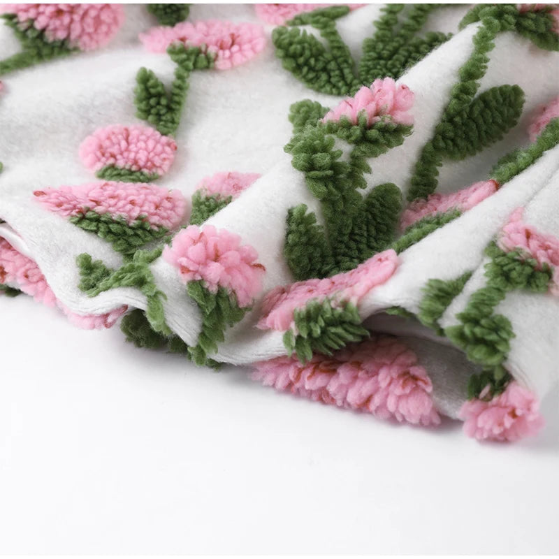 🍒Flower fleece jacket woman loose lapel long sleeve coat single breasted casual coat unique 3D floral outerwear clothing Floral Fashion Fun Fleece