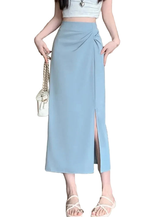 🍒Skirts for women solid high waist skirt outfit one piece fashion streetwear split bodycon Y2k occasion midaxi fashion party wear Gather Style In A Split Second