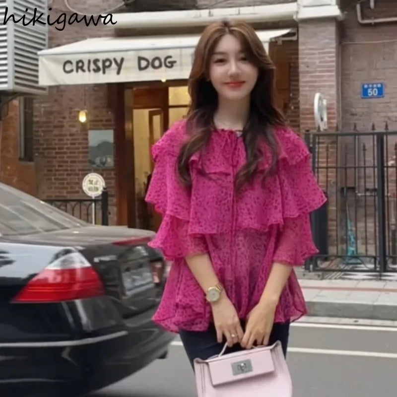 🍒Chiffon blouses for women fashion clothes oversized tops for summer blouse shirt smart casual going out tops Float Around Town In your Flouncy