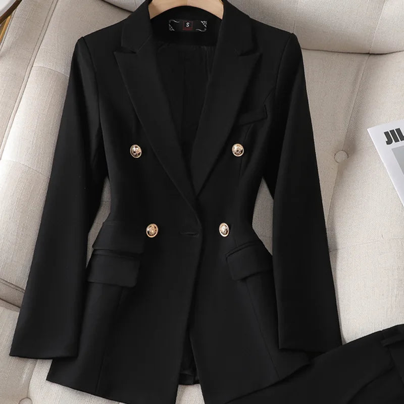 🍒Two piece womens blazer Jacket and long oants set elegant office wear matching outfit Y2k occasion clothes Get "WHITE Into BLACK And B-l-ACK To WHiTE