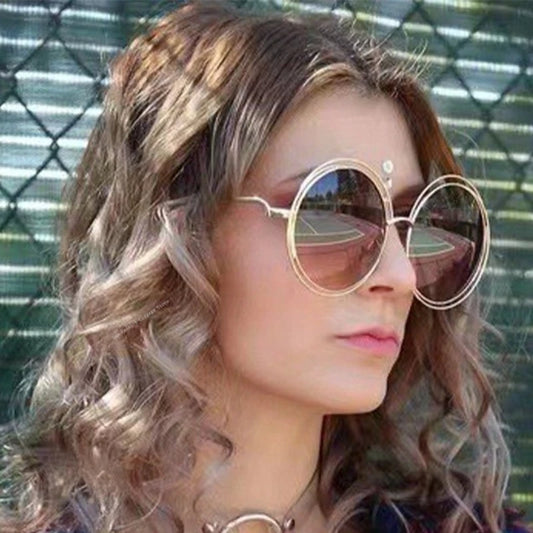 🍒Vintage round oversized sunglasses polarized designer sunnies women metal frame sunnies cool retro sunshades uv400 high protection Get Around in Fashion sunnies