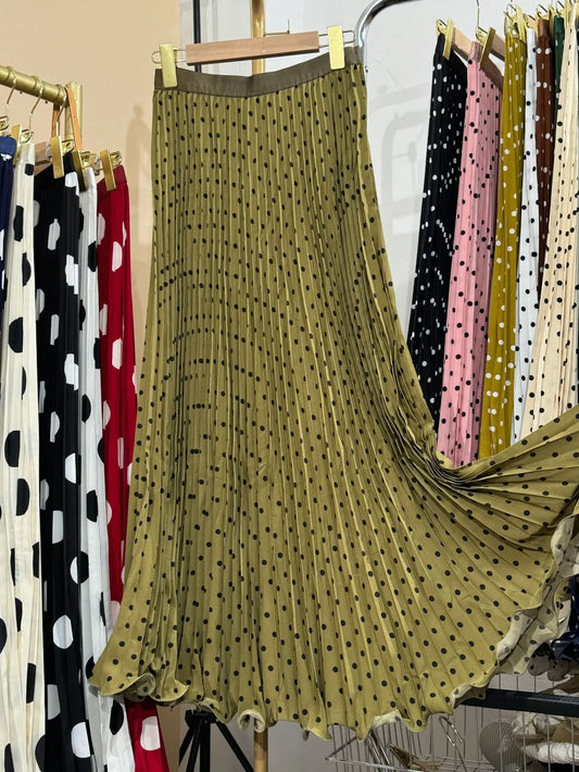 🍒Chiffon skirts maxi elasticated polka dot clothes a-line fashion wear all season clothing high waisted smart casual women occasion wear Delightfully Dress Dotty