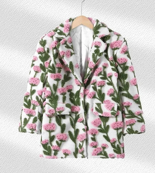 Floral Fleece Jacket Coat