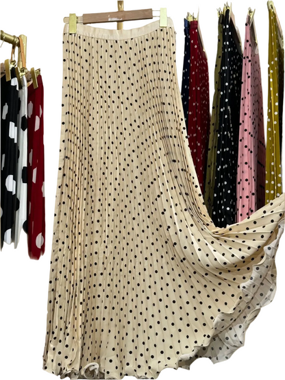 🍒Chiffon skirts maxi elasticated polka dot clothes a-line fashion wear all season clothing high waisted smart casual women occasion wear Delightfully Dress Dotty