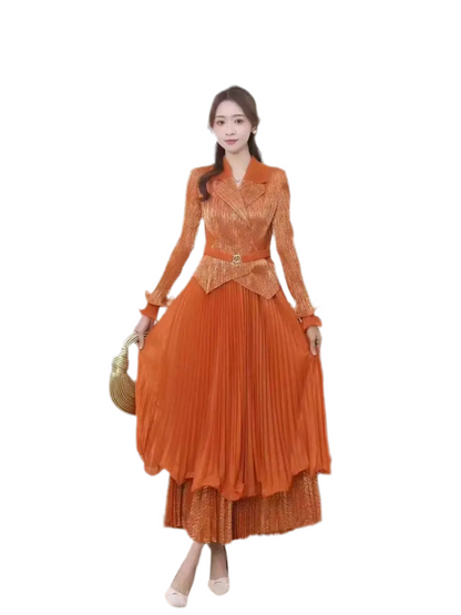 🍒Designer outfits for women fashion dress with collar jacket ruffle hem dress party occasion clothing high stretch garment approximately english size (12-16) Dont Be A Lemon Get An Orange  or…