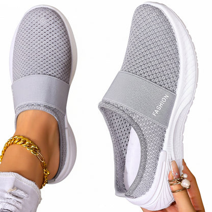 🍒Women slip on casual shoes mesh footwear breathable summer holiday footwear beach slides rubber sole Mules  Move Into Mesh Movers