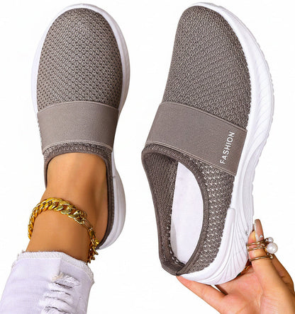 🍒Women slip on casual shoes mesh footwear breathable summer holiday footwear beach slides rubber sole Mules  Move Into Mesh Movers