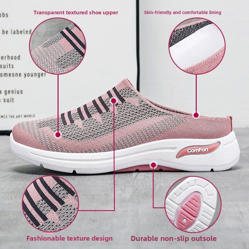 🍒Slip on trainer shoes casual comfort designer women’s footwear for holiday breathable slides non slip mesh mules light weight shoes  Support Sport