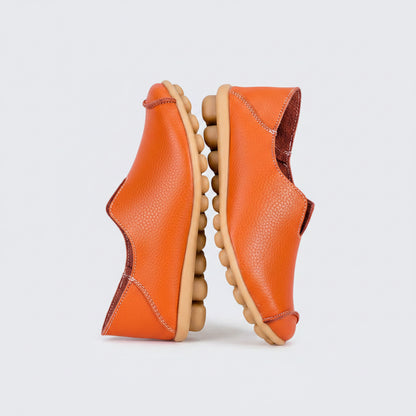 🍒Genuine leather light weight summer slip on shoes for holiday breathable footwear for women real leather rubber sole cowhide casual walkers Bright Breathy Bobbles