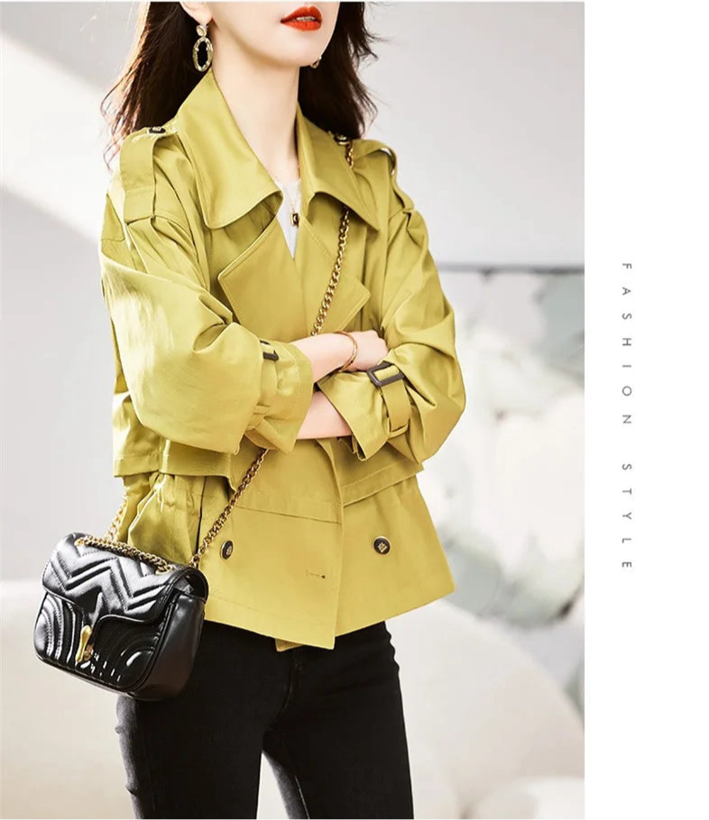 🍒Short Windbreaker Jacket for women's spring and autumn popular trench style high-end casual fashion outerwear Don’t WIND up with boring jackets take a BREAK(er)