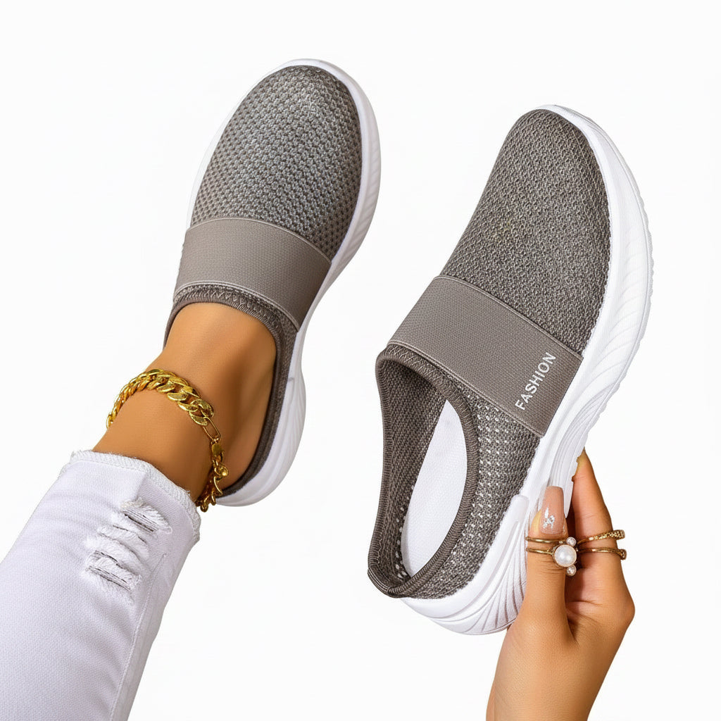 🍒Women slip on casual shoes mesh footwear breathable summer holiday footwear beach slides rubber sole Mules  Move Into Mesh Movers