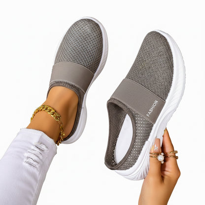 🍒Women slip on casual shoes mesh footwear breathable summer holiday footwear beach slides rubber sole Mules  Move Into Mesh Movers