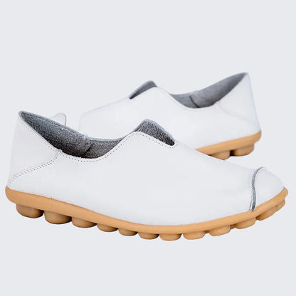 🍒Genuine leather light weight summer slip on shoes for holiday breathable footwear for women real leather rubber sole cowhide casual walkers Bright Breathy Bobbles