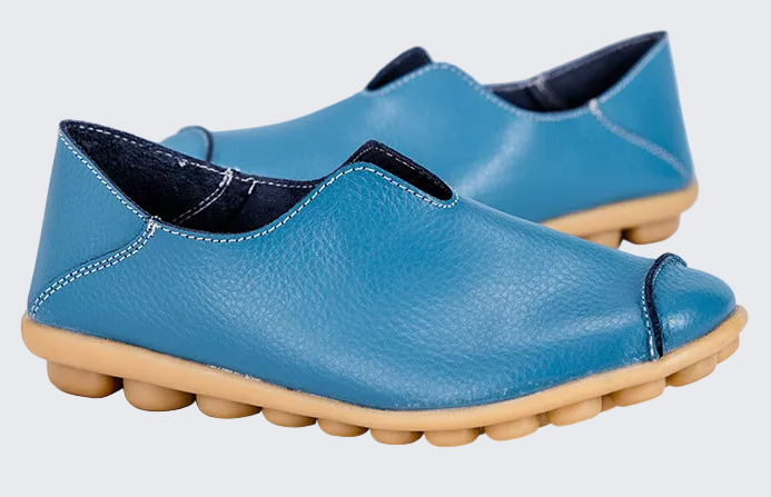 🍒Genuine leather light weight summer slip on shoes for holiday breathable footwear for women real leather rubber sole cowhide casual walkers Bright Breathy Bobbles