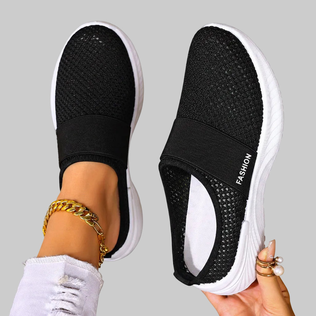 🍒Women slip on casual shoes mesh footwear breathable summer holiday footwear beach slides rubber sole Mules  Move Into Mesh Movers