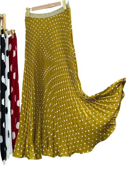 🍒Chiffon skirts maxi elasticated polka dot clothes a-line fashion wear all season clothing high waisted smart casual women occasion wear Delightfully Dress Dotty