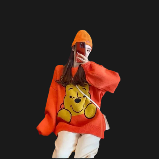 🍒Spring autumn sweaters long sleeve oversize cartoon knitwear for women fun pullovers casual outdoor wear Jump Into Funimation