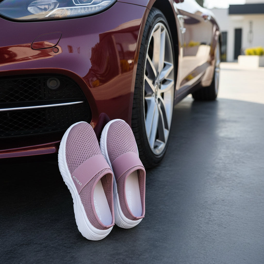 🍒Women slip on casual shoes mesh footwear breathable summer holiday footwear beach slides rubber sole Mules  Move Into Mesh Movers