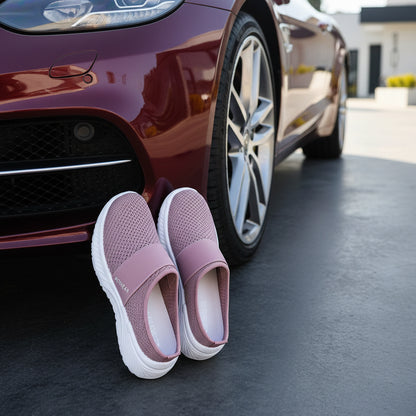 🍒Women slip on casual shoes mesh footwear breathable summer holiday footwear beach slides rubber sole Mules  Move Into Mesh Movers