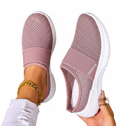 🍒Women slip on casual shoes mesh footwear breathable summer holiday footwear beach slides rubber sole Mules  Move Into Mesh Movers