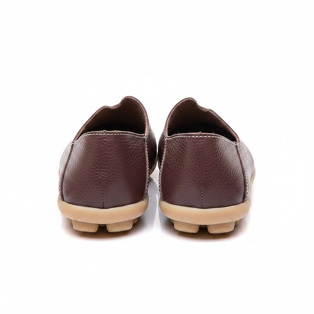 🍒Genuine leather light weight summer slip on shoes for holiday breathable footwear for women real leather rubber sole cowhide casual walkers Bright Breathy Bobbles