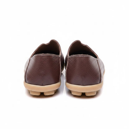 🍒Genuine leather light weight summer slip on shoes for holiday breathable footwear for women real leather rubber sole cowhide casual walkers Bright Breathy Bobbles