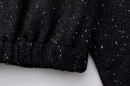 🍒Shine sequin jacket Y2k stand collar short coats for women long sleeve shiny outerwear autumn winter occassion party wear clothing Glisten In Glitz