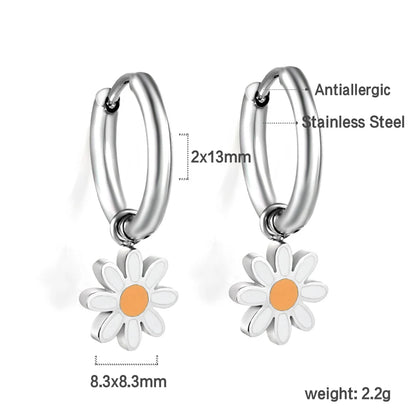 🍒Trendy jewellery stainless steel jewlry oil drip 18K gold plated hoop earrings butterfly shell bee heart earrings smart casual accessories