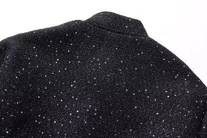 🍒Shine sequin jacket Y2k stand collar short coats for women long sleeve shiny outerwear autumn winter occassion party wear clothing Glisten In Glitz