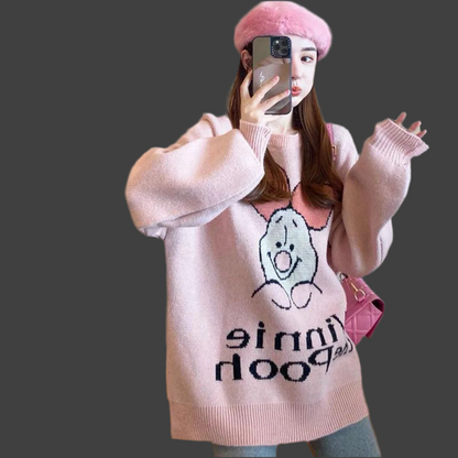 🍒Spring autumn sweaters long sleeve oversize cartoon knitwear for women fun pullovers casual outdoor wear Jump Into Funimation