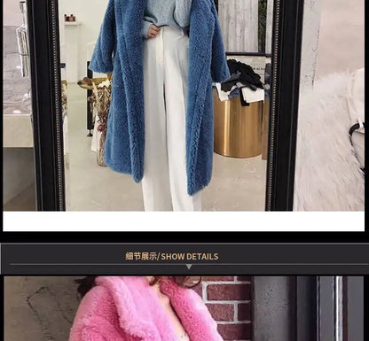 🍒Women winter faux fur coat winter long women female thick teddy bear outerwear Casual loose oversize outdoor wear Bear Winter With A Teddy