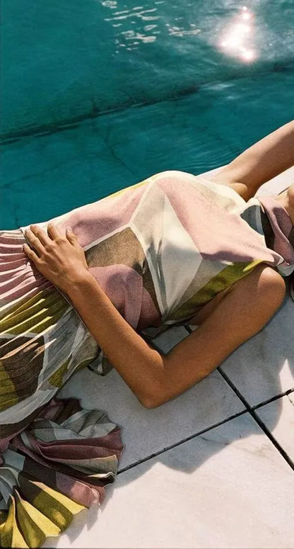 🍒Summer geometric halter neck top backless sleeveless  smart casaual clothing women holiday wear tank top feminine fashion style party occasion wear Eat Fruit Salad In Fruity salad