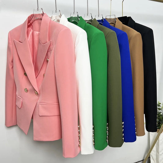 🍒Blazers high quality double breasted women's suit jacket for office use formal business wear  slim fit outerwear occasion wear Look Blazing Hot
