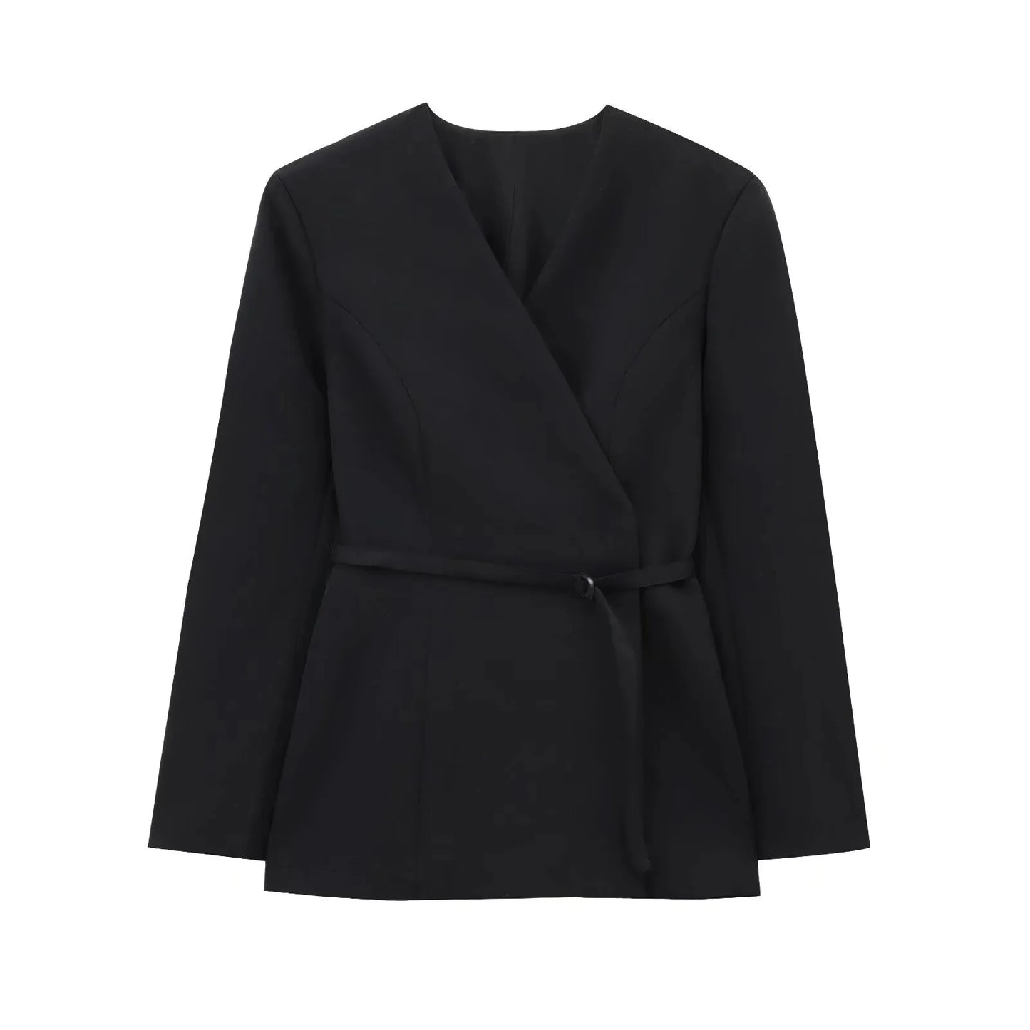 🍒Women's belt jacket v-neck autumn spring clothing smart casual wear retro long sleeve occasion wear party wear Dont WAiST TIE-m In Getting This