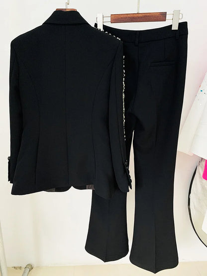 🍒Fashion suits long sleeve white two piece trouser set office wear white wedding suit for women occasion party wear smart casual clothing tuxedo blazer With diamond detail Heaven Sent