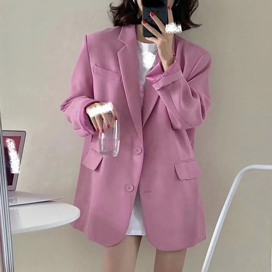 🍒Suit jacket women korean version of the British style women's suit coat long jacket summer autumn fashion smart casual clothes party occasion wear Oversize Nice