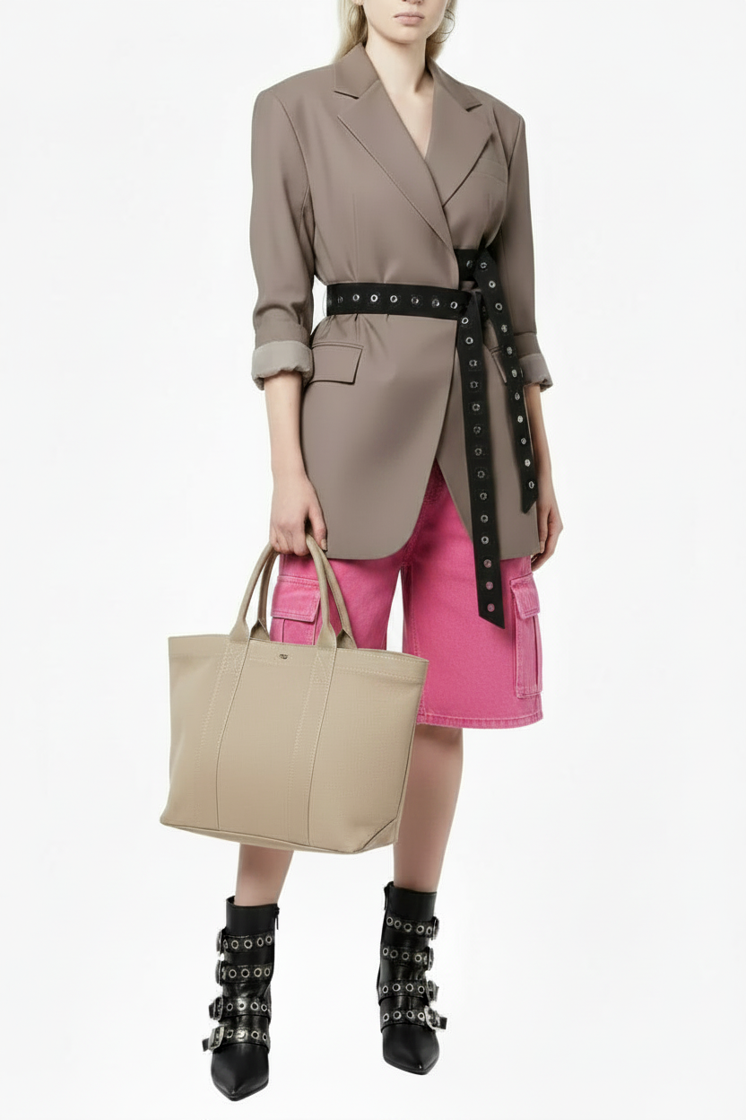 🍒Double belt button casual jacket v-neck lapel jacket belted blazers for occasion women outwear smart casual clothes  A Belter of A Blazer