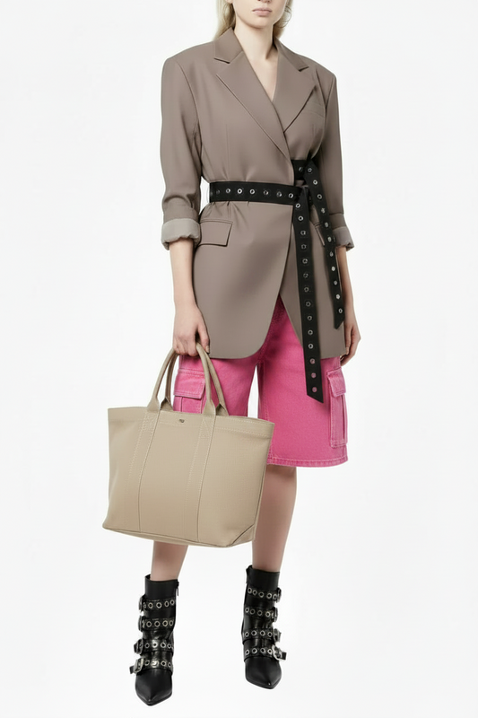 🍒Double belt button casual jacket v-neck lapel jacket belted blazers for occasion women outwear smart casual clothes  A Belter of A Blazer