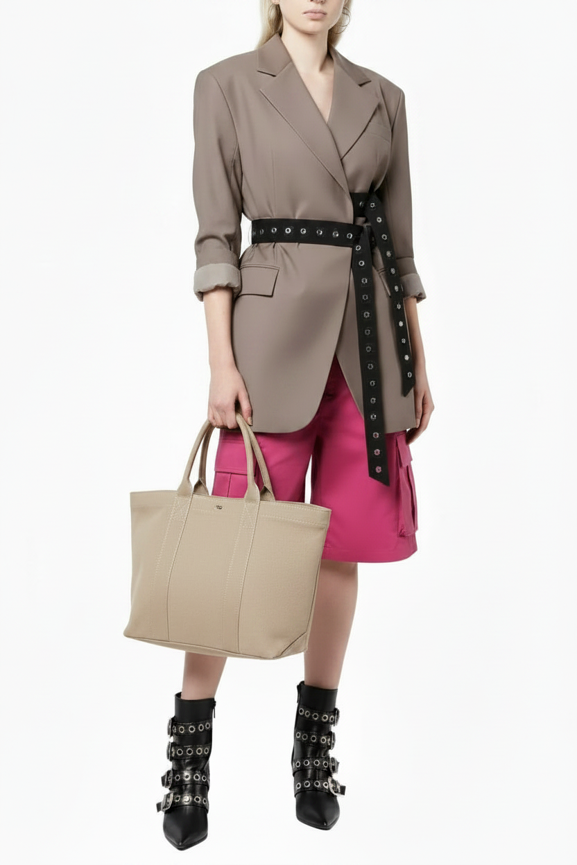 🍒Double belt button casual jacket v-neck lapel jacket belted blazers for occasion women outwear smart casual clothes  A Belter of A Blazer