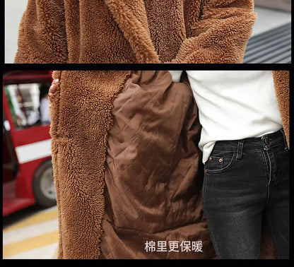 🍒Women winter faux fur coat winter long women female thick teddy bear outerwear Casual loose oversize outdoor wear Bear Winter With A Teddy
