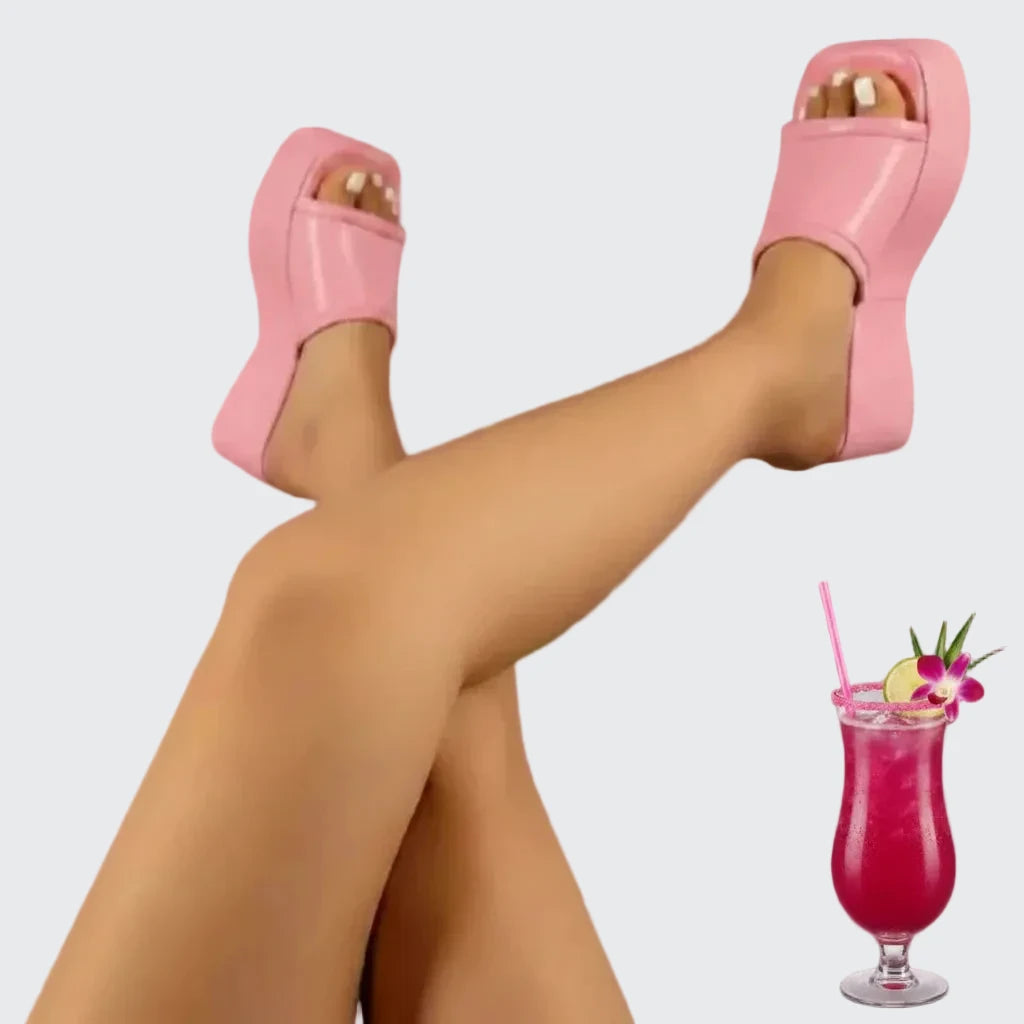 🍒Candy Color Fashion platform summer sandals holiday foot wear women candy pink shoes slip on shoes with thick sole open toe sandals with wedge heel  Playful Platforms