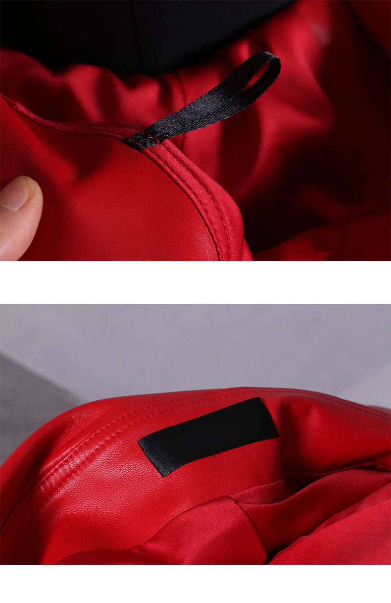 🍒Leather long dresses with side split for women slash neck red black pu outfit long sleeve shoulderless for occasions party wear club wear REDiculously Cool