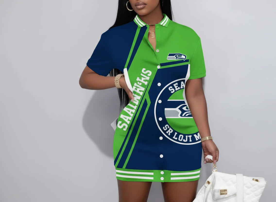🍒American football jersey dress shirt 49 Steeler plus size short outfits limited edition button down long sleeve Jacket dress casual wear women Football Fab Fashion