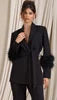 🍒 Smart causal womens two piece blazer set with feathers long sleeve jacket and straight pants set occasion party wear