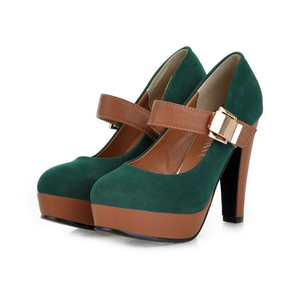 🍒High heel pumps with straps trendy women's footwear mary jane platform contrast colour shoes smart casual Cool Contrast
