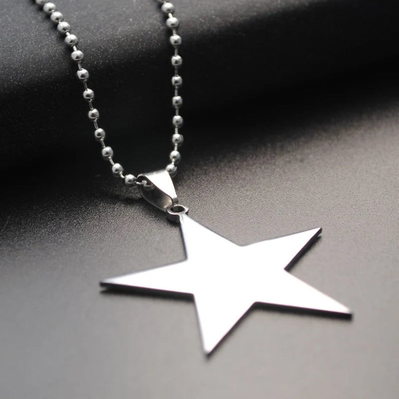 🍒Titanium stainless steel star pendant necklace creative star men/Women gift party Jewellery smart casual jewellery Slick Silver Star