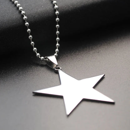 🍒Titanium stainless steel star pendant necklace creative star men/Women gift party Jewellery smart casual jewellery Slick Silver Star