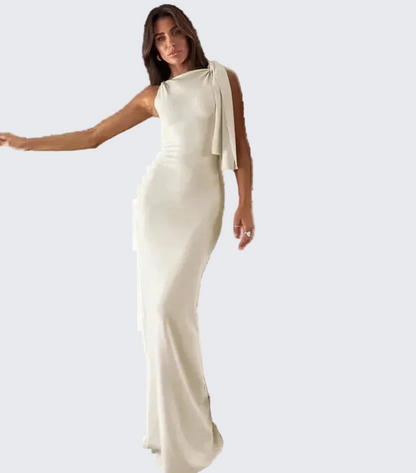 🍒Off-shoulder sleeveless maxi dress long elegant diagonal collar occasion fashion for women  party outfits elegant bodycon Keep Aside Of The Side Tie Style